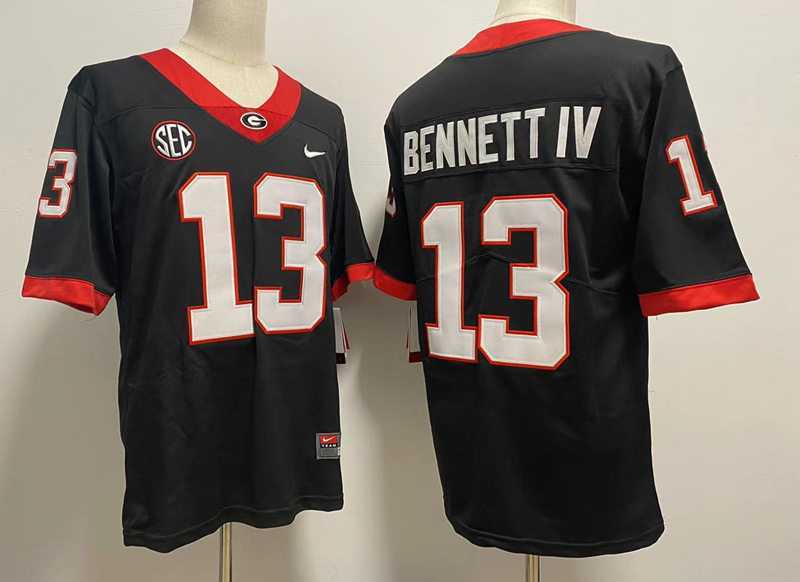 Men%27s Georgia Bulldogs #13 Stetson Bennett IV 2022 Black alternate College Football Game Jersey